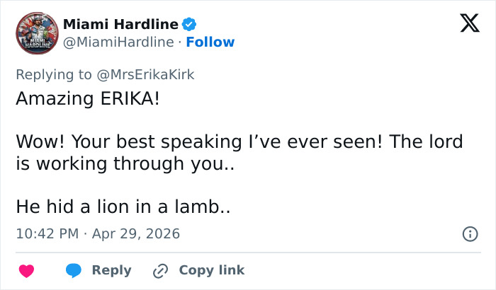 “Vestida como Sarah Connor em Terminator 2”: Erika Kirk quebra o silêncio após ataque WHCD