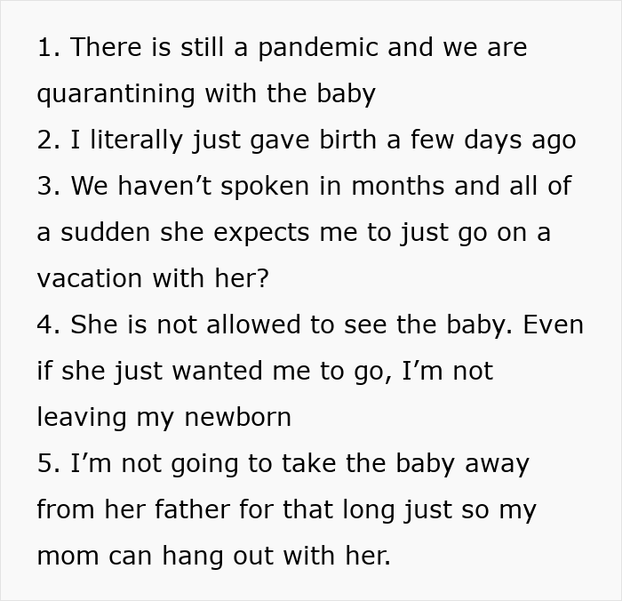 List of reasons a woman feels shocked and trembling over her mom&rsquo;s creepy behavior around her newborn baby.