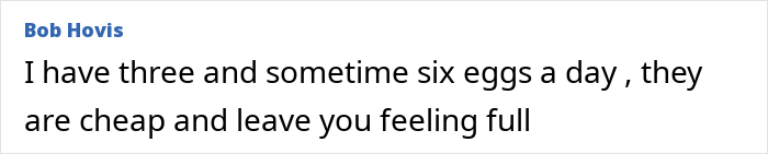 Uma mensagem de Bob Hovis afirmando que ele come ovos diariamente, observando que eles são baratos e fartos. Relaciona-se com a ingestão de ovos para tratamento de Alzheimer.