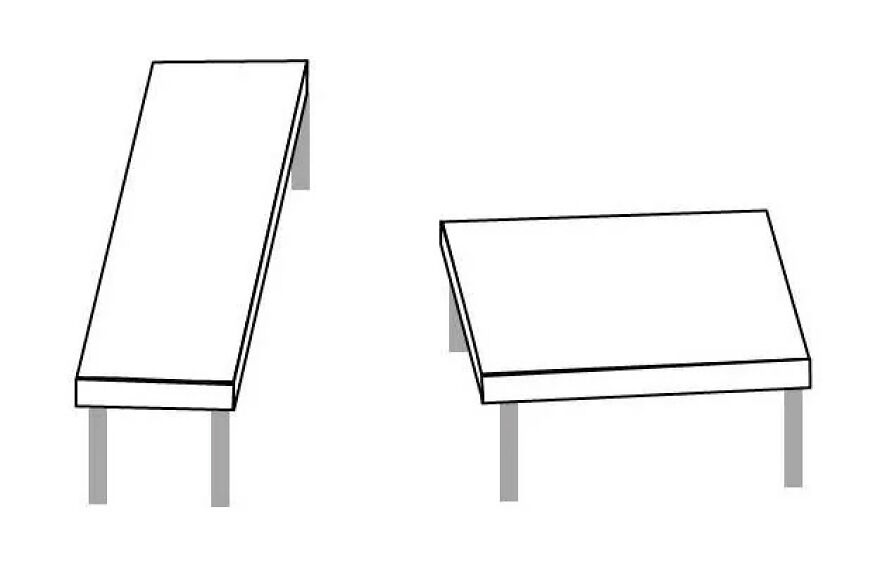 A brain-bending optical illusion of two tables with identical tops that appear to be different sizes and shapes.