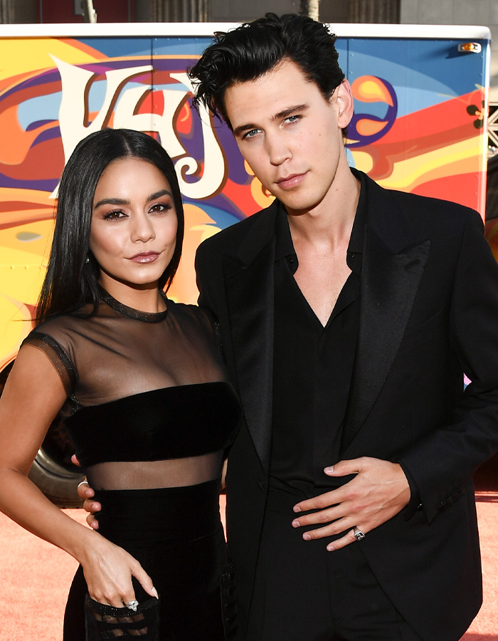 Vanessa Hudgens and Austin Butler pose on the red carpet. They dated 6 years ago, which sounds unreal today.