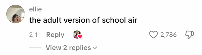 Comment reading the adult version of school air, highlighting complaints about office air quality and its effects at work.