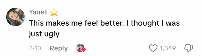 Comment from Yaneli expressing relief about feeling ugly related to complaints about office air effects on appearance.