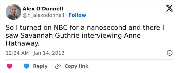 Por que Savannah Guthrie desapareceu de 'Hoje' no meio da entrevista com Anne Hathaway