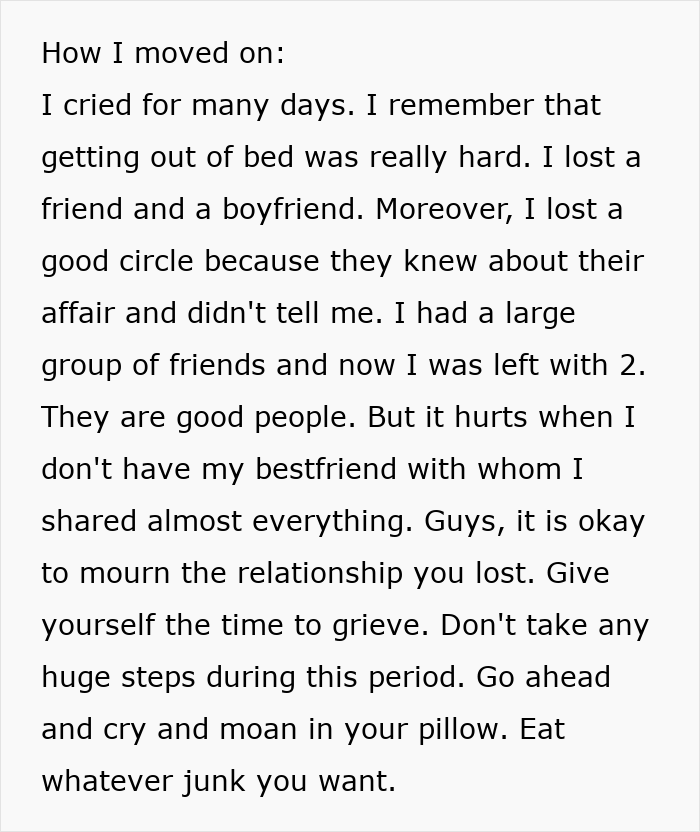Text describing moving on from betrayal and lost friendships, focusing on healing after bestfriend&rsquo;s betrayal over a boy.