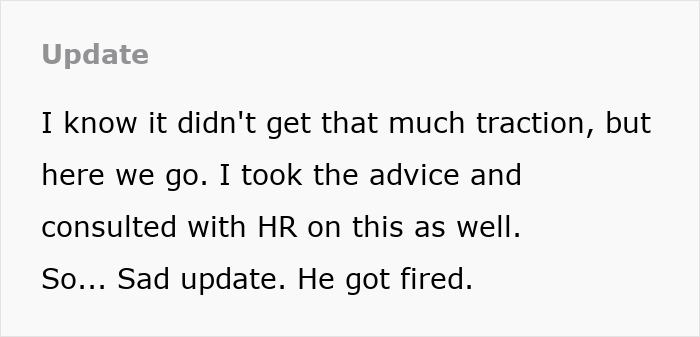 Text message on screen mentioning kid work and mother fired after HR consultation with sad update. Text message on screen mentioning kid work and mother fired after HR consultation with sad update.