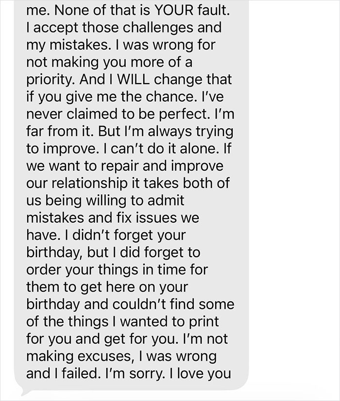 Text message apology from dad explaining he forgot to order birthday gifts on time, causing teen to confront him about birthday forgetfulness. Text message apology from dad explaining he forgot to order birthday gifts on time, causing teen to confront him about birthday forgetfulness.