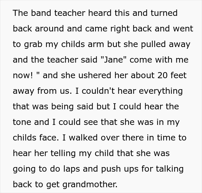 Teacher grabs child's arm in front of mom, causing shock as she is called out for her actions during school discipline.