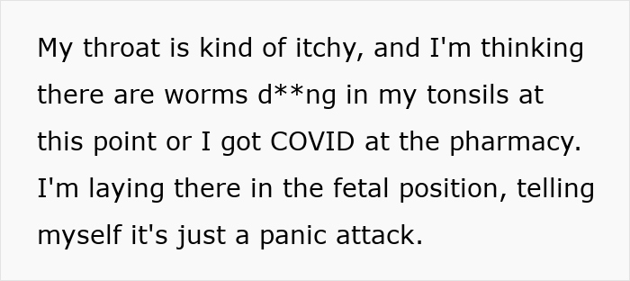 Text describing a woman&rsquo;s allergic reaction and regret after bringing home a cute senior cat with matching tapeworms.