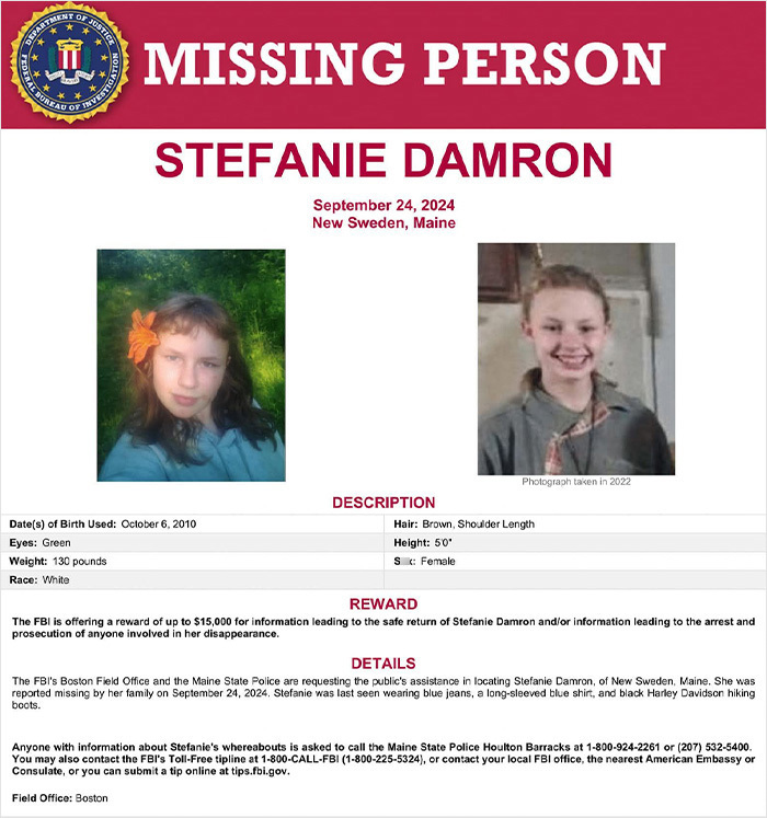 Menina de 13 anos desaparece da tenda da família na zona rural do Maine - agora seu pai emite um aviso perturbador