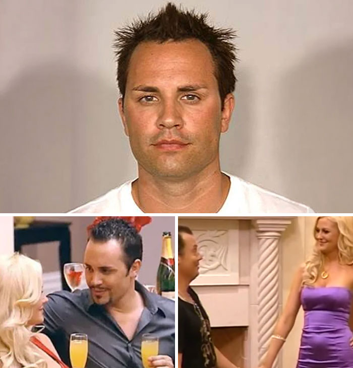 A man in a white tee, and then in two scenes with women, including one in a purple dress. Recalling TV shows canceled over scandalous controversies.