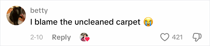 Comment on social media blaming unclean office carpet for poor office air quality and related complaints.