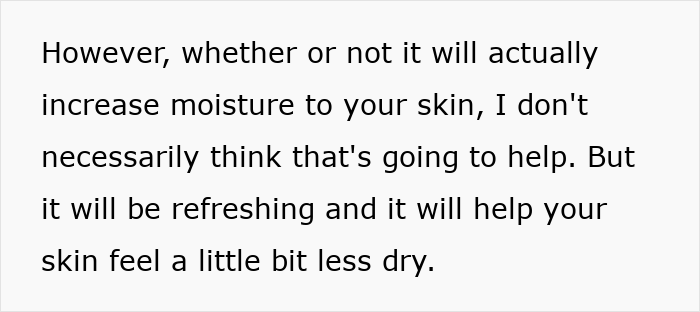 Text about office air not increasing skin moisture but helping skin feel less dry, related to complaints about office air.