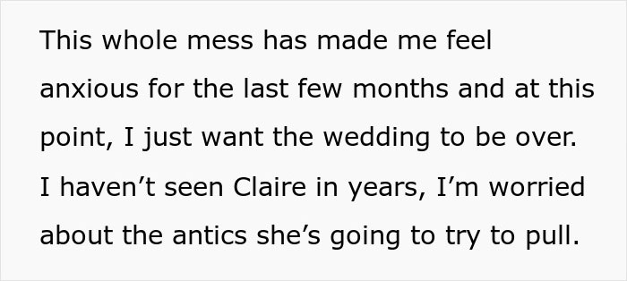 Text excerpt about ex-girlfriend cheating and wedding, expressing anxiety and concern over wedding antics.