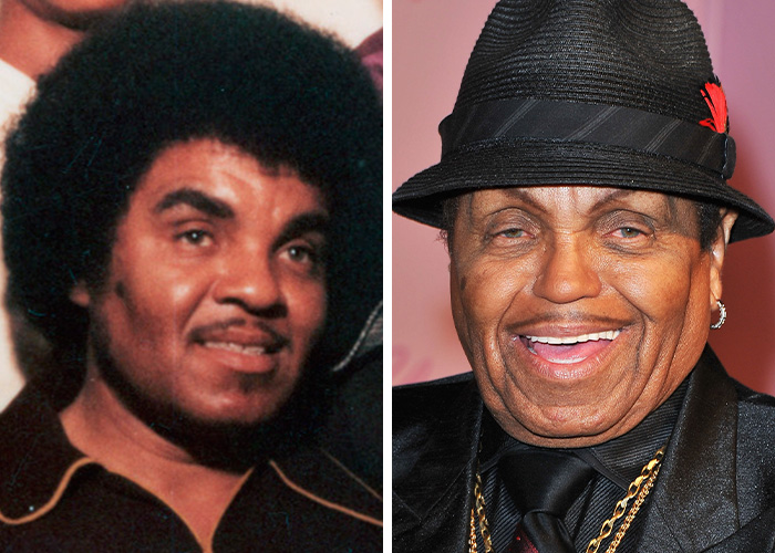 Side-by-side images showing Jackson family transformation over the years highlighting changes from plastic surgery effects.