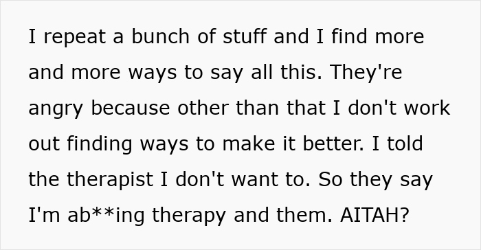 Teen Accused Of "Misusing" Family Therapy As He Rats Out Dad And Stepmom's 9 Years Of Cruelty To Him