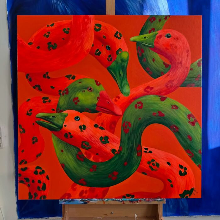Artist Turns Geese Into Surreal Symbols In These 29 Strikingly Colorful Paintings