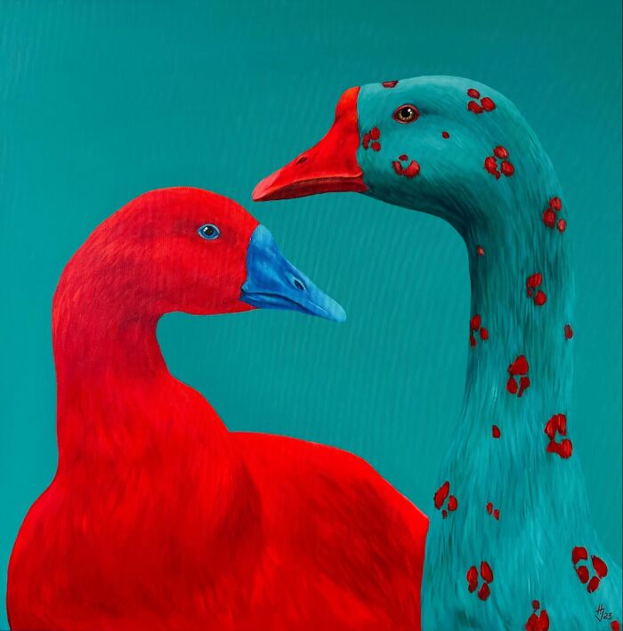 Artist Turns Geese Into Surreal Symbols In These 29 Strikingly Colorful Paintings