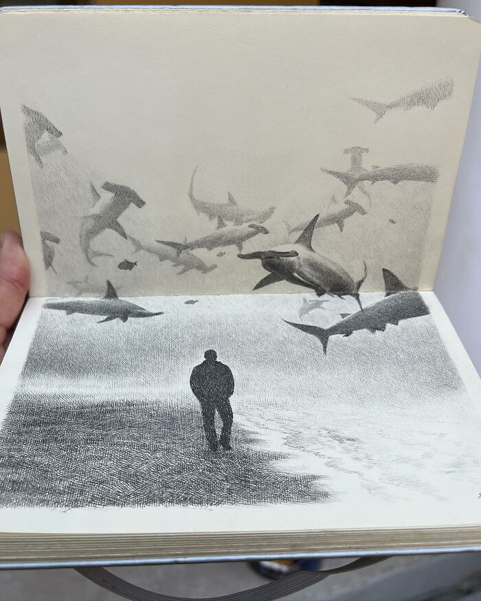 This Artist Turns A Simple Sketchbook Into A Window Of Imagination And Quiet Reflection (40 Pics)