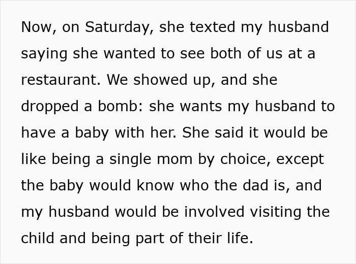 O casamento aberto dá uma guinada selvagem quando a namorada do marido pede um bebê, a esposa lhe dá um ultimato