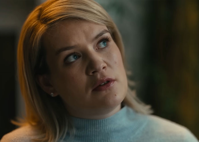 A devastated bride-to-be with blonde hair and blue eyes looking worried, revealing fianc&eacute;&rsquo;s horrific crimes.