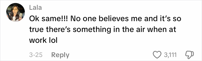 Comment on social media stating there is something in the office air that affects people&rsquo;s appearance while at work.
