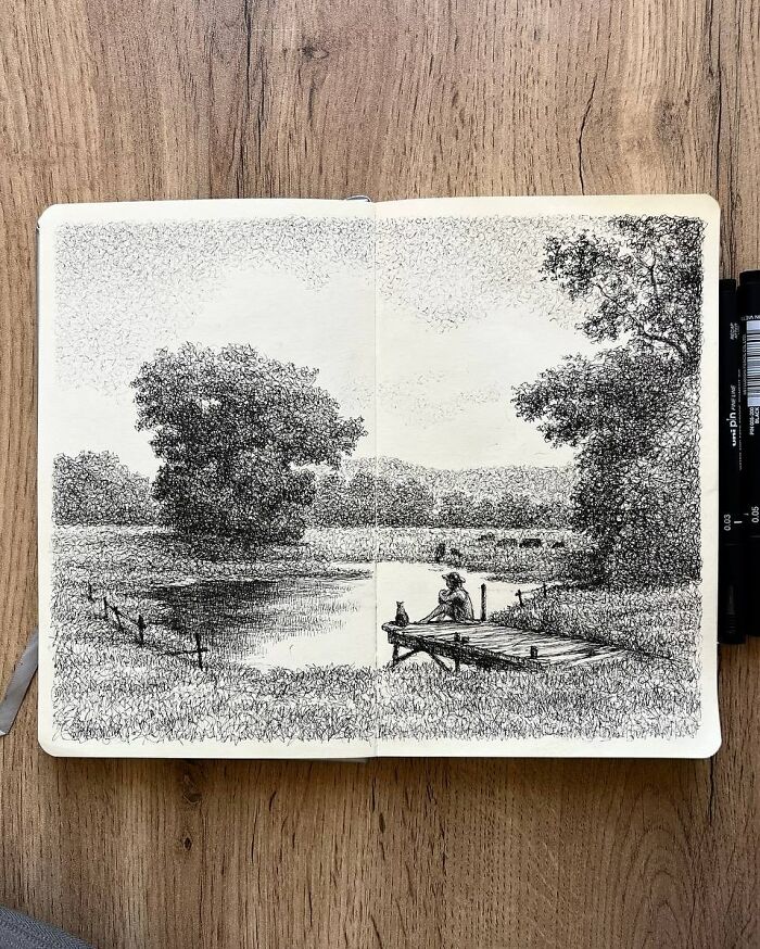 This Artist Turns A Simple Sketchbook Into A Window Of Imagination And Quiet Reflection (40 Pics)