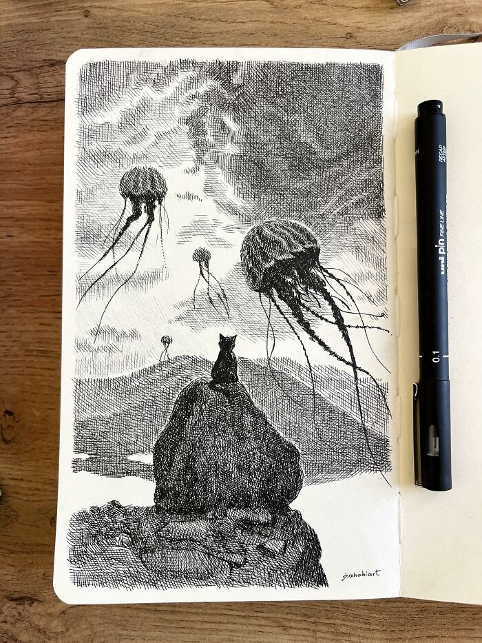 This Artist Turns A Simple Sketchbook Into A Window Of Imagination And Quiet Reflection (40 Pics)