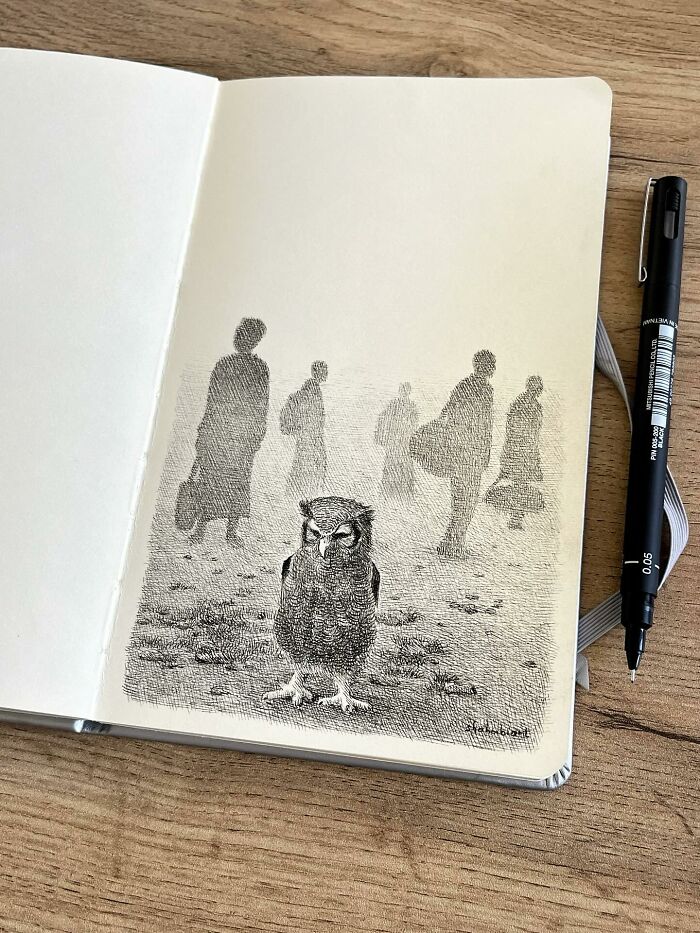 This Artist Turns A Simple Sketchbook Into A Window Of Imagination And Quiet Reflection (40 Pics)