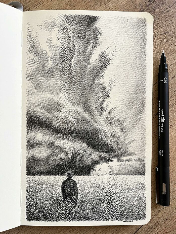 This Artist Turns A Simple Sketchbook Into A Window Of Imagination And Quiet Reflection (40 Pics)
