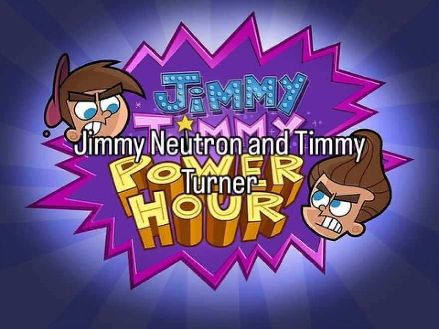 The Jimmy Timmy Power Hour title card featuring Jimmy Neutron and Timmy Turner, evoking 2000s nostalgia.