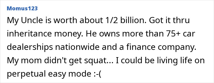 Inheritance wealth with car dealerships and finance company worth about half a billion