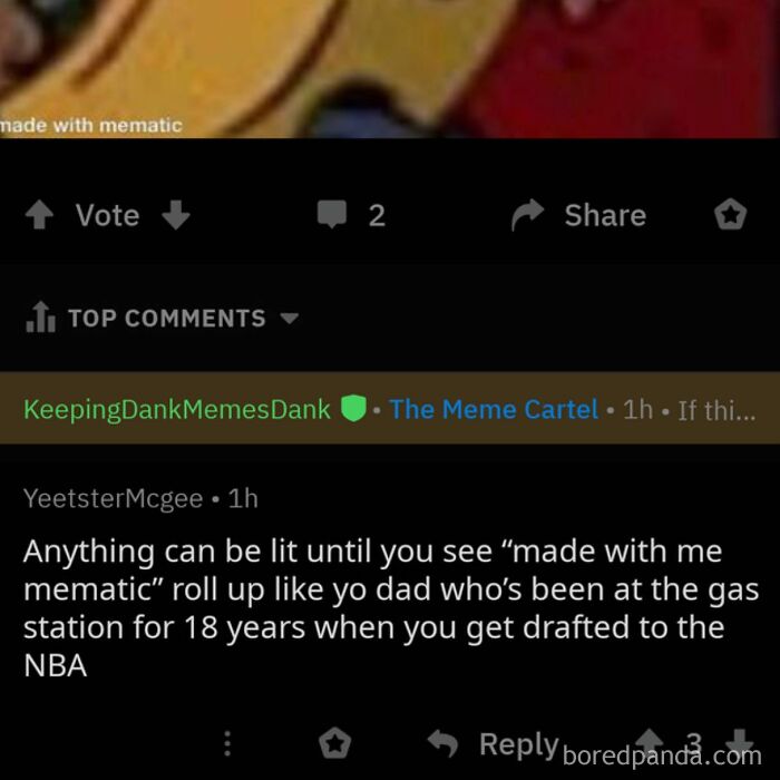 A Reddit post with a top comment delivering rare burns about a father at a gas station for 18 years.