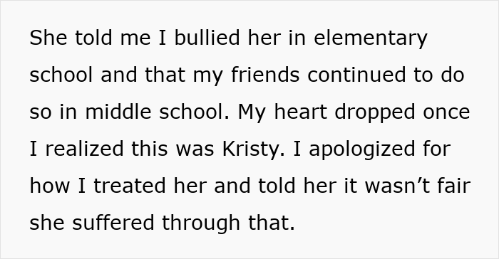 Text excerpt about a book store manager confronting a school bully and apologizing for past actions in elementary and middle school. Text excerpt about a book store manager confronting a school bully and apologizing for past actions in elementary and middle school.