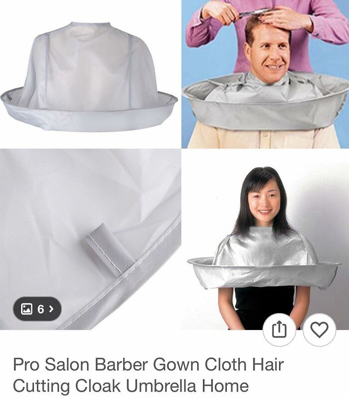 Collar-style hair cutting cloak with catch tray, a surprising and handy shopping find on Wish.