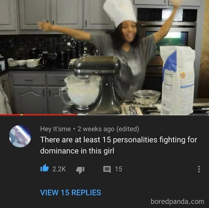 A cook in a chef hat raising her arms in a messy kitchen, representing one of the rare burns in life.
