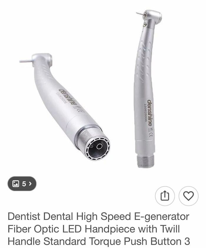 Dental handpiece high speed tool displayed, showcasing fiber optic LED and ergonomic design for efficient dental procedures.
