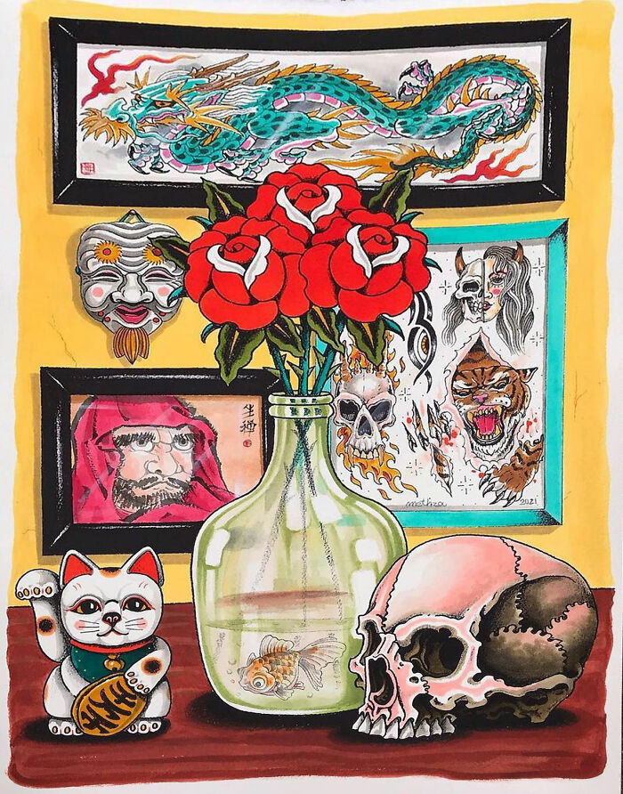 This Page Shared 62 Paintings By Tattoo Artists That Prove Their Talent Goes Far Beyond Skin
