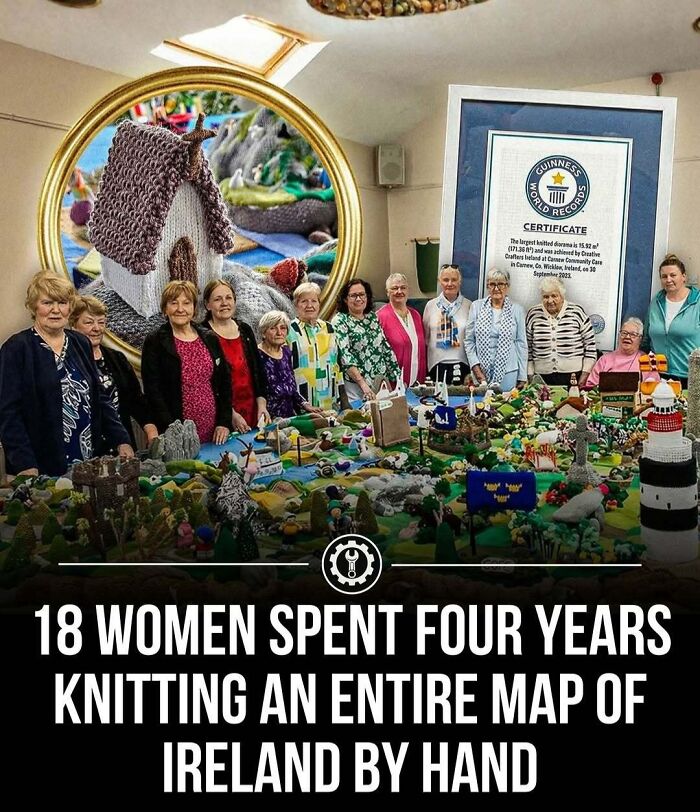 Eighteen women showcased craftsmanship by knitting an intricate handmade map of Ireland over four years.