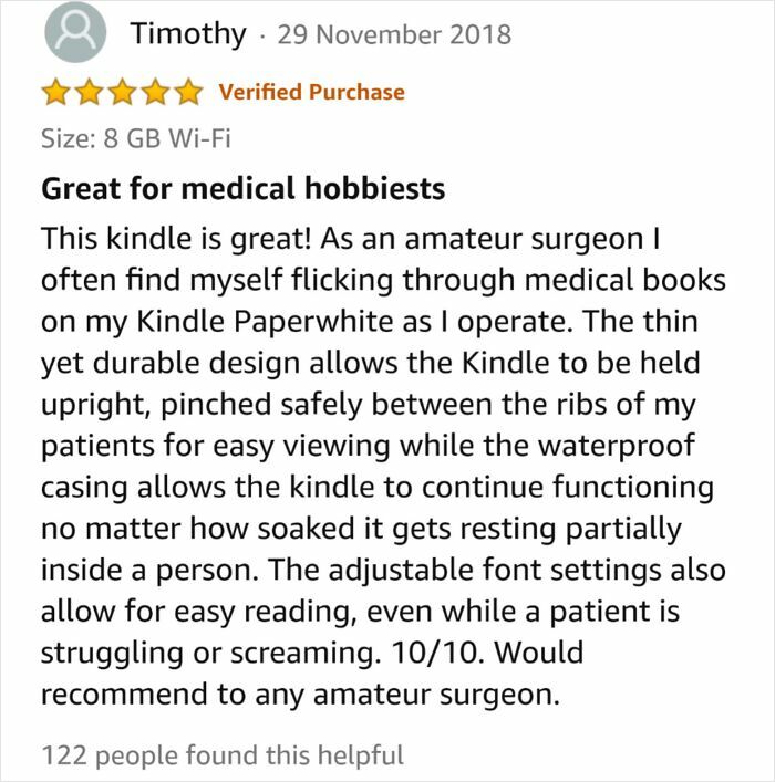 Amazon review praising eyeliner that won’t run, highlighting longevity and smudge-proof qualities in humorous style.