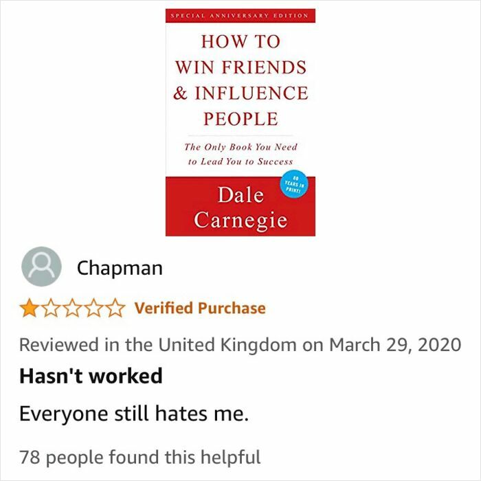 Review of How to Win Friends & Influence People highlighting a humorous take on eyeliner that won’t run like your man.