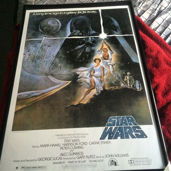 Star Wars movie poster featuring iconic characters and space battle, highlighting events from the year you were born.