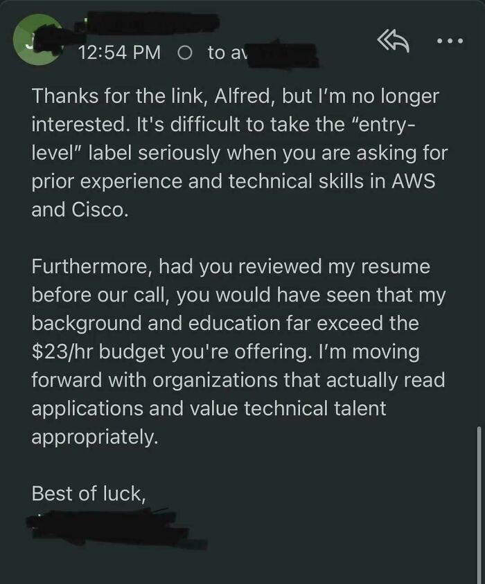 The Recruiter's Excuse For The Bad Offer Was That I'm "Junior". And This Is The Email I Sent