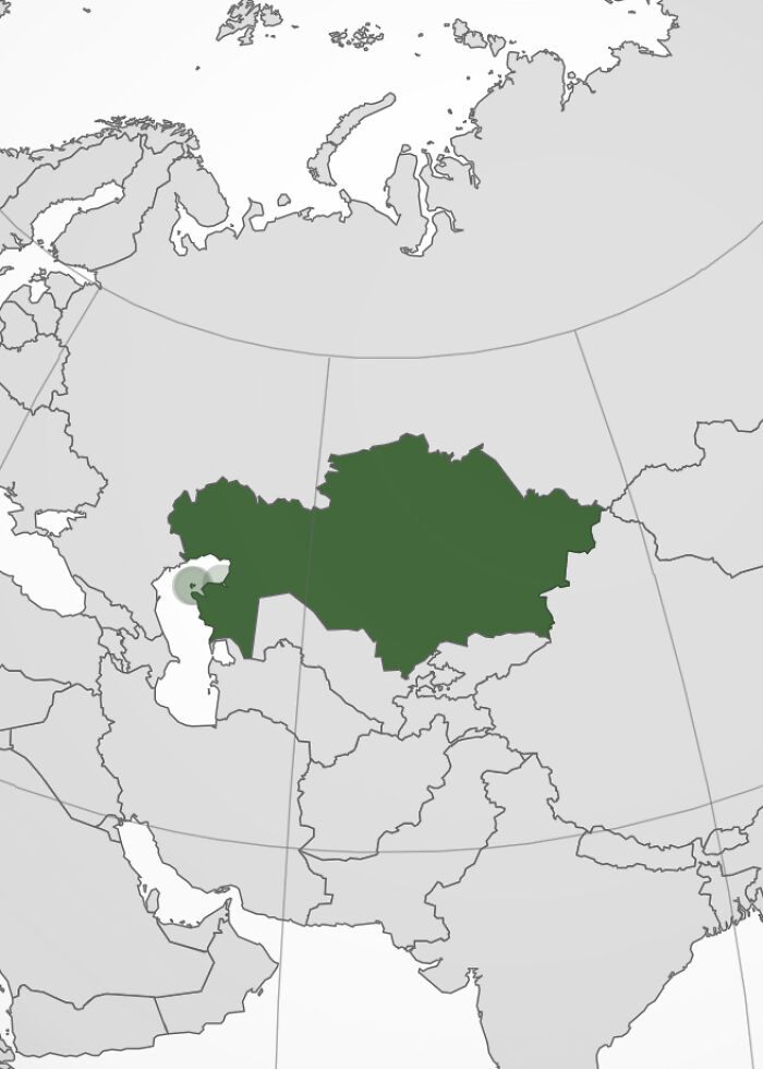Map highlighting Kazakhstan in green, illustrating historical context from 1960 to 2010 for the year you were born.