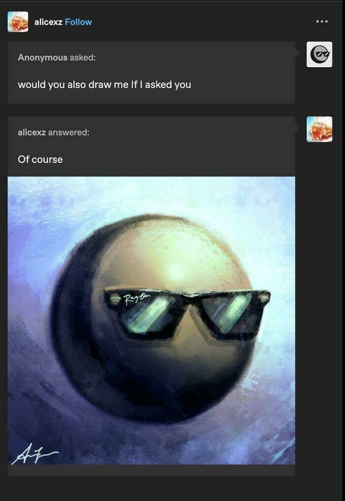 Tumblr artist digital painting of a shiny sphere wearing Ray-Ban sunglasses in a cool, artistic style.