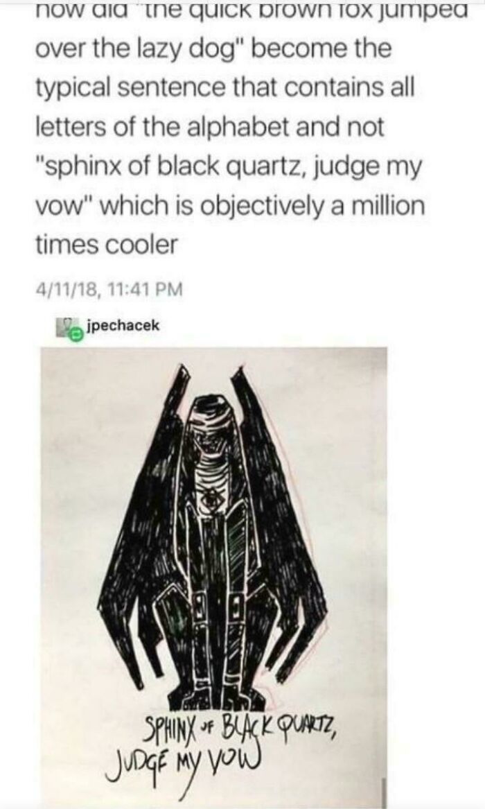 Drawing of a black quartz sphinx by Tumblr artist jpechacek featured among 69 Tumblr artists who improved the internet.