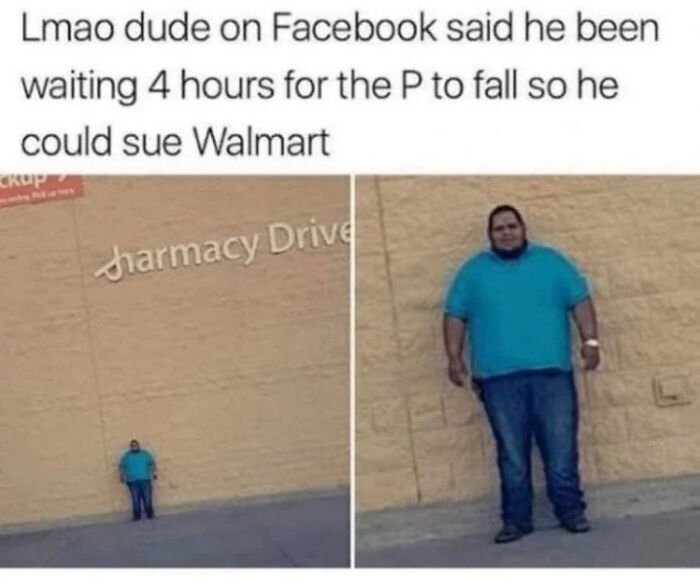 Man standing by a wall with a misspelled sign, illustrating a depressing post about living in a stupid time.
