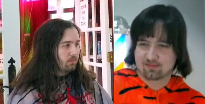 A split image of a man, before and after a haircut, showing a dramatic bad hair mistake with significantly shorter hair.