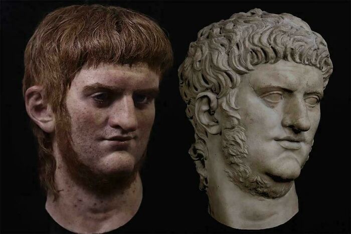 A side-by-side comparison of a lifelike bust with realistic hair and a traditional Roman statue bust, highlighting bad hair mistakes.