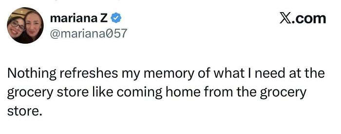 Relatable memes post about remembering what you need at the store right after leaving.
